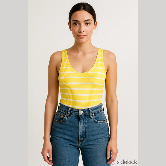 Urban Outfitters Tops - Urban Outfitters Yellow and White Striped Bodysuit